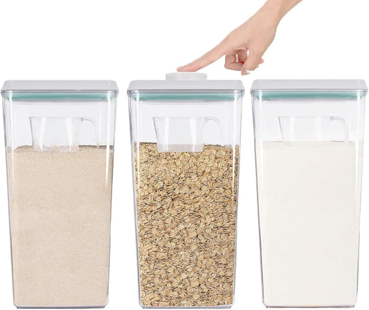 Pop Containers with Lids - Stackable Airtight Food Storage, Kitchen Pantry Storage Containers for Snacks Candy Salt Herbs Spices BPA-Free (3300ML*3)