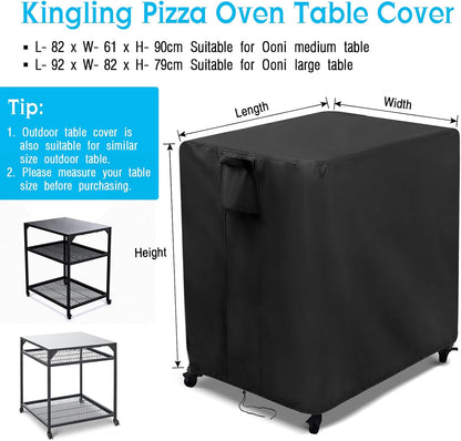 Kingling Outdoor Pizza Oven Table Cover for Ooni Large Table, Waterproof Outdoor Grill Prep Table Cover Pizza Oven Stand Cover - 36''L x 32''W x 31''H(Black)