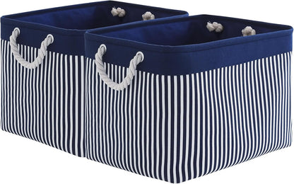 TcaFmac Organization and Storage Basket for Shelves - Large 2 Pack 16x12x12 inch Fabric Storage Cubes, Collapsible Storage Bins for Gift Closet Cloth Toy Books Kids (Navy Patchwork)