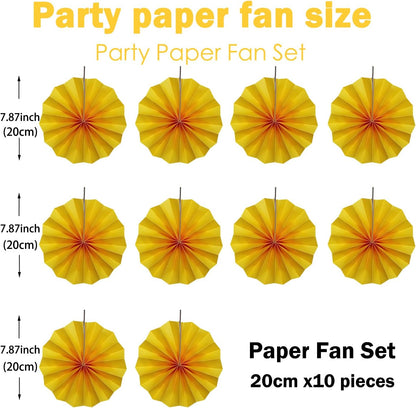 Yellow Birthday Decorations,DIY Yellow Paper Fans Hanging Decoration ,Party Supplies Party Fans 8in, Wedding Graduation Events Accessories 30 Color DIY Set （Yellow）