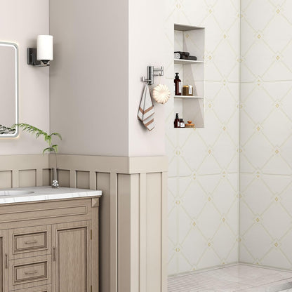 Angle Simple Swivel Towel Hooks, SUS 304 Stainless Steel Foldable Robe Hand Towel Holder for Bathroom Kitchen Wall, Brushed Nickel, 2 Pack