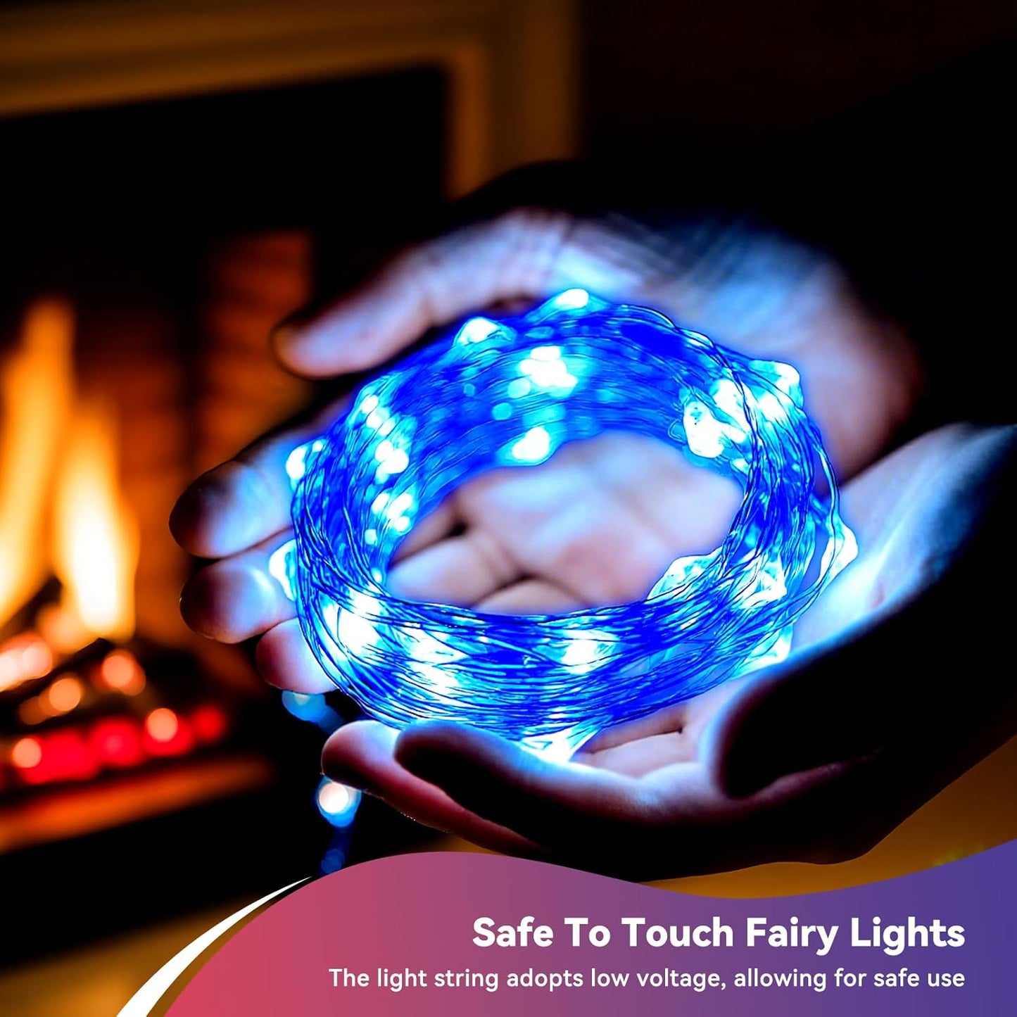 4 Pack 60LED Christmas Fairy Lights Battery Operated - 20FT Twinkle Lights with 2 Lighting Modes Indoor Outdoor, Waterproof Led Fairy String Lights for Bedroom, Classroom, Dorm, DIY Decor, Blue