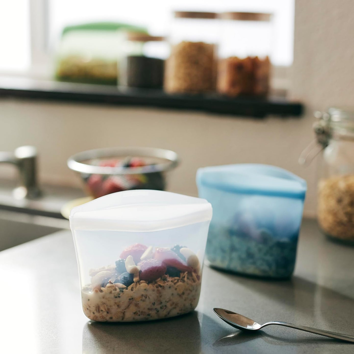 Stasher Premium Silicone Reusable Food Storage Bowl, Deep Ocean, Microwave, Sous Vide, Dishwasher, Oven and Freezer Safe, BPA Free, Leak-free, Eco-friendly, 1-Cup Bowl