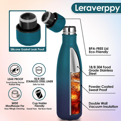 17oz Cola-Bottle Shaped Stainless Steel Leak-proof Water Bottle,Double Wall Vacuum Insulated Metal,Travel Mug For Sports Indoors & Outdoors,BPA-Free School Kids Flasks,Mix(4 Pack)