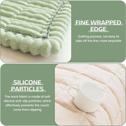 OTOB Couch Cover for Dogs Washable, Non Slip Plush Sofa Covers for 3 Cushion Couch, Fuzzy Pet Friendly Mat Bed Furniture Protector Sofa Slipcover, All Seasons (Matcha Green, 27.6" x 70.9")
