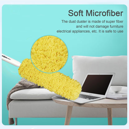 Microfiber Duster, Feather Duster, Dusters for Cleaning, Washable and Reusable Duster with Replaceable Head, Microfiber Hand Duster for Cleaning Cobweb, Blinds, Furniture, Cars-Yellow
