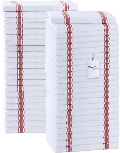 Dish Towels Set (Value Pack of 45) Size 15x25 Inch, 100% Cotton Soft & Absorbent Linen Kitchen Towels, Tea Towels, Reusable Cleaning Cloths for Household Cleaning (Red)