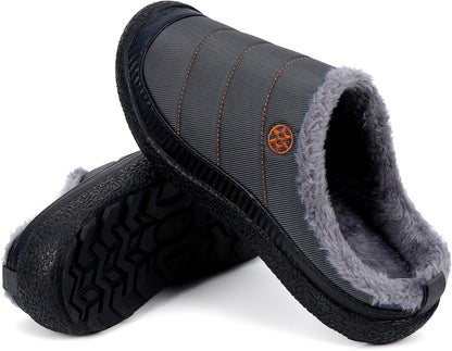 Womens Mens House Slippers Slip on Snow Winter Warm Fully Fur Lined Slippers Indoor Outdoor Shoes