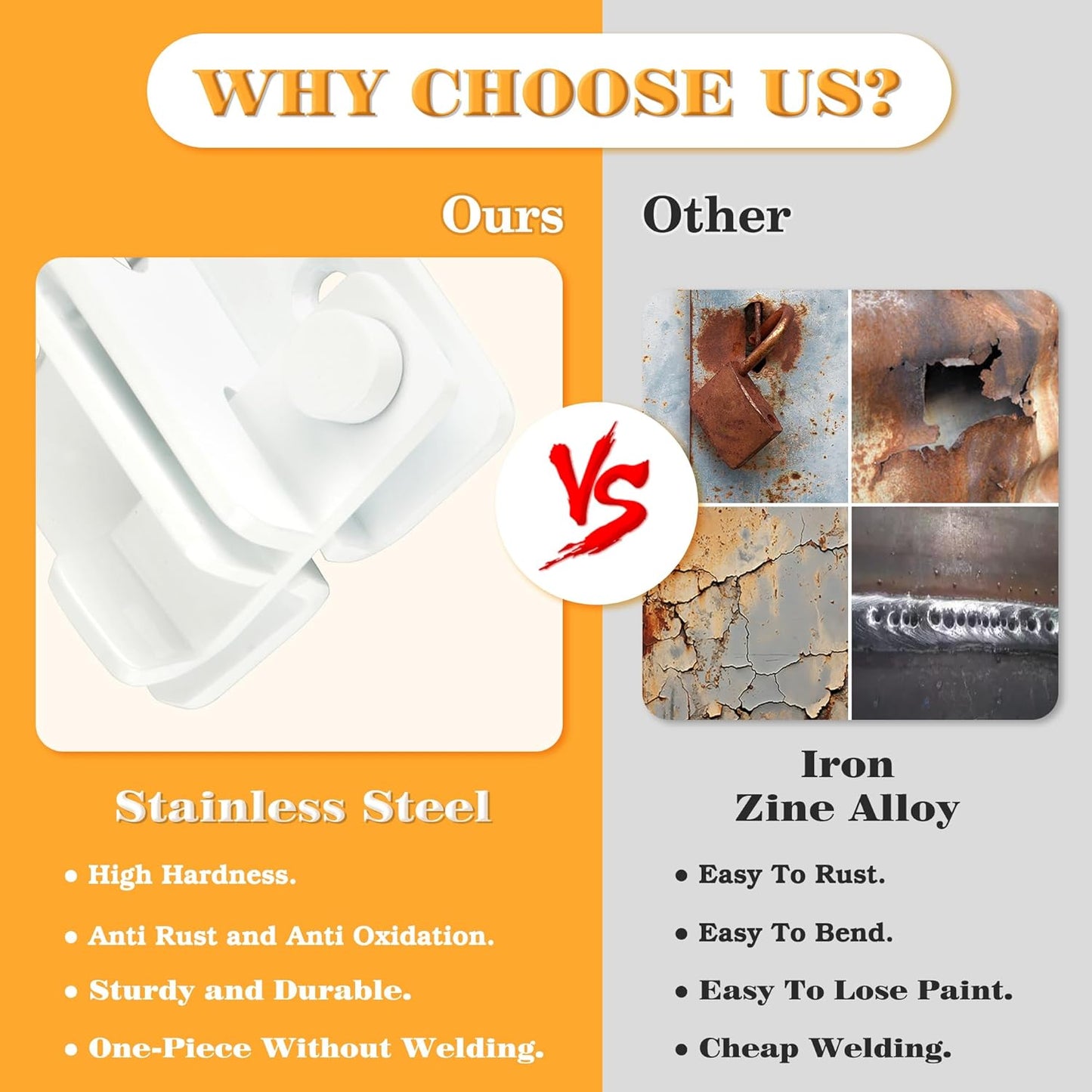 Alise Flip Latch Gate Latch White Shed Lock Shed Latch Barn Door Lock Locking Latches for Barn Fence Cabinet Garden Garage Window Pet Dog Cage,Stainless Steel Shed Door Latch Barn Door Lock,S-Size