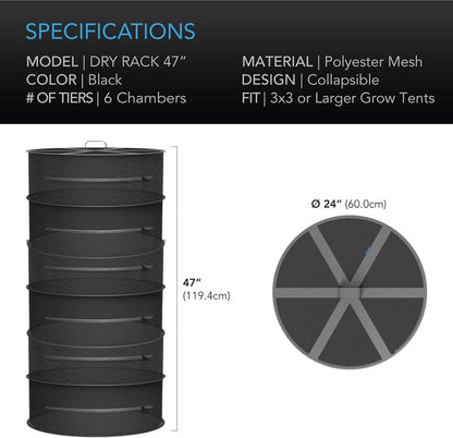 AC Infinity Herb Drying Rack, 6-Layer Hanging Mesh Net for Plants, Seeds, and Buds, 24" Diameter Fit in Grow Tents Closets Hydroponics