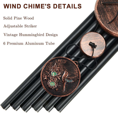 Wind Chimes for Outside, Hummingbird Deep Tone Vintage Wind Chime Outdoor Clearance, Sympathy/Memorial/Festivals/Birthday Gift for Mom Dad Grandma, Home Garden Patio Decor (34" Hummingbird)