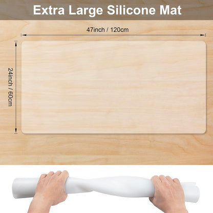 Food Grade Silicone Table Protector Mat 47x24 Inch, Heat Resistant Desk Pad for Baking/Painting/Resin/Welding, Non-Slip Waterproof Surface Easy Clean (3 Colors) (White Translucent)