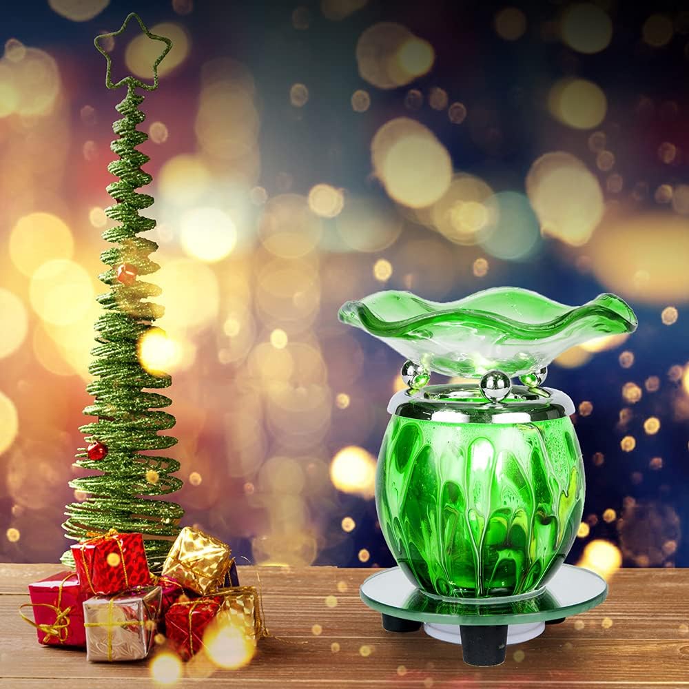 HUNANBANG 3 in 1 Electric Oil Warmer Scented Wax Warmer Wax Melt Warmer Melter Fragrance Wax Burner(LW-Green2)