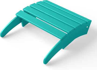 WestinTrends Outdoor Ottoman, Patio Adirondack Ottoman Foot Rest, All Weather Poly Lumber Folding Foot Stool for Adirondack Chair, Widely Used for Outside Porch Pool Lawn Backyard, Turquoise