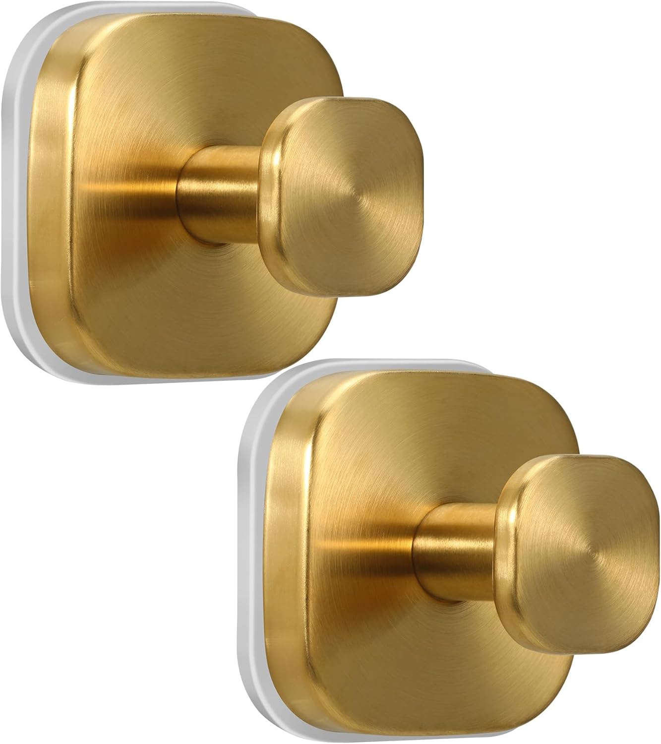 Suction Cup Hooks for Shower - Reusable No-Drill Mounting - Hooks for Towels, Robes & Loofah on Metal, Glass, Mirrors, Tile & Smooth Non-Porous Surfaces (2, Brushed Gold)