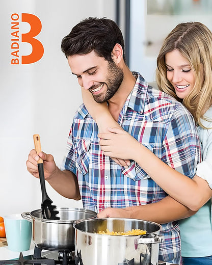 Silicone Pasta Fork, Kitchen Heat Resistant Noodle Spoon Server, BPA Free Spaghetti Strainer,12.8 inch (Black)