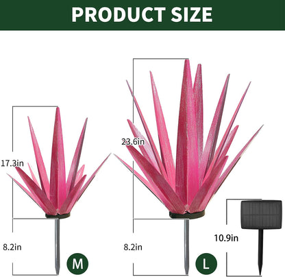 Large Tequila Rustic Sculpture, Rustic Metal Agave Plants for Outdoor Patio Yard, Home Decor Hand Painted Metal Agave Garden Yard Statue, Outdoor Lawn Ornaments (Dark Blue - L (W/Solar Light))