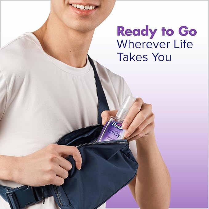 PURELL Hand Sanitizer Spray, Infused with Essential Oils, Lavender and Verbena Scent, 2 fl oz Travel-Size Bottle (Pack of 6) – 2024-04-EC