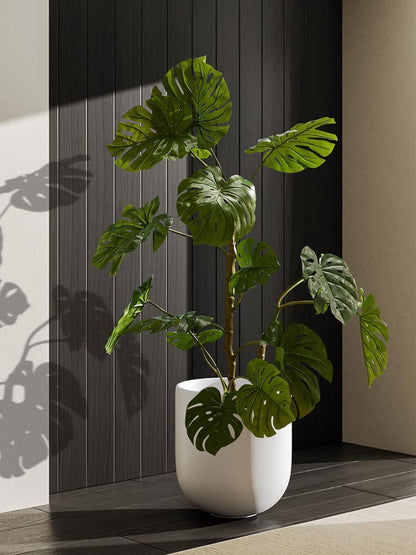 LE TAUCI 12 Inch Pots for Plants, Ceramic Large Planters for Indoor Plants, Indoor Plant Pots for Home Garden Patio Office, Planter Pots with Drainage Hole and Rubber Plug, White