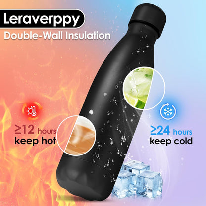 25oz Cola-Bottle Shaped Stainless Steel Leak-proof Water Bottle,Double Wall Vacuum Insulated Metal,Travel Mug For Sports Indoors & Outdoors,BPA-Free School Kids Flasks,Black(4 Pack）