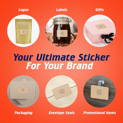 100 Custom Vinyl Stickers - Upload Your own Image, Text, Design, Logo - Personalized Logo Labels for Handmade, Packaging, Bottle, Jars, Candle, Brand Stickers (Brown, 4x2)