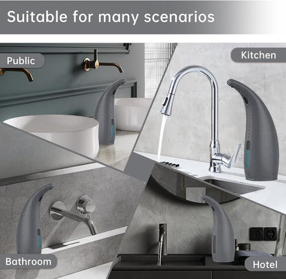 Automatic Liquid Soap Dispenser,300ML Touchless 4 Gear Adjustable, Countertop Electric Battery Operated Hand Soap Dispenser with Sensor for Bathroom,Kitchen,Office（Grid Blue）