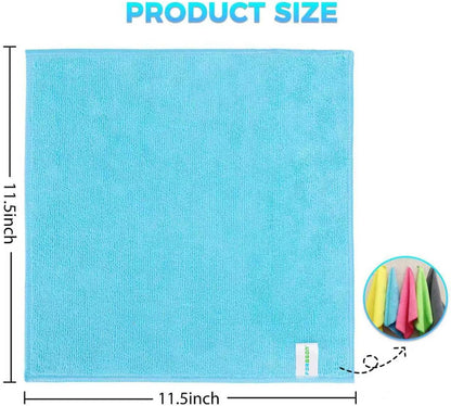 15pcs Microfiber Cleaning Cloth Lint Free, Absorbent, Streak Free, Non-Abrasive, Reusable and Washable，Cleaning Towels with 5 Color Assorted,11.5"X11.5"(Green/Blue/Yellow/Pink/Grey)