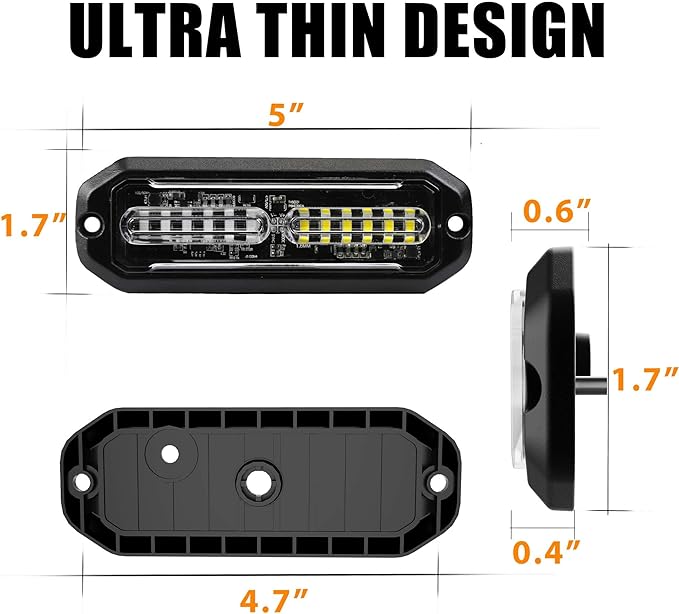 WINECO 8PCS LED Strobe Lights 12V Sync Feature Green White 12LED Emergency Hazard Warning Lights with Strobe Controller for Trucks Vehicles ATV RV Cars Van