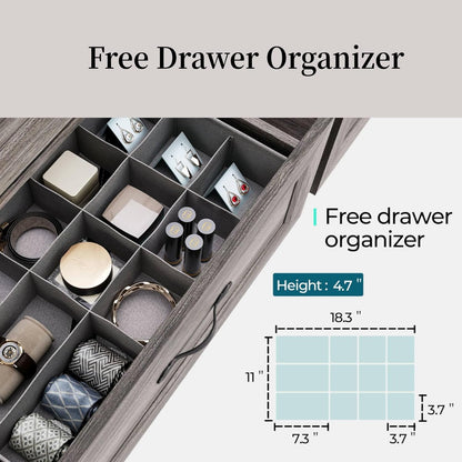 LINSY HOME Farmhouse 6-Drawer Dresser - Grey Chest of Drawers for Bedroom and Living Room Organization, Wood Dresser with Ample Storage Space and Rustic Charm