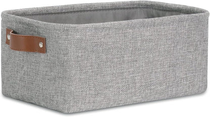 DULLEMELO Small Collapsible Fabric Basket for Organizing, Shelves, Closets, Laundry, Nursery, Decorative Gift Basket (Gray)
