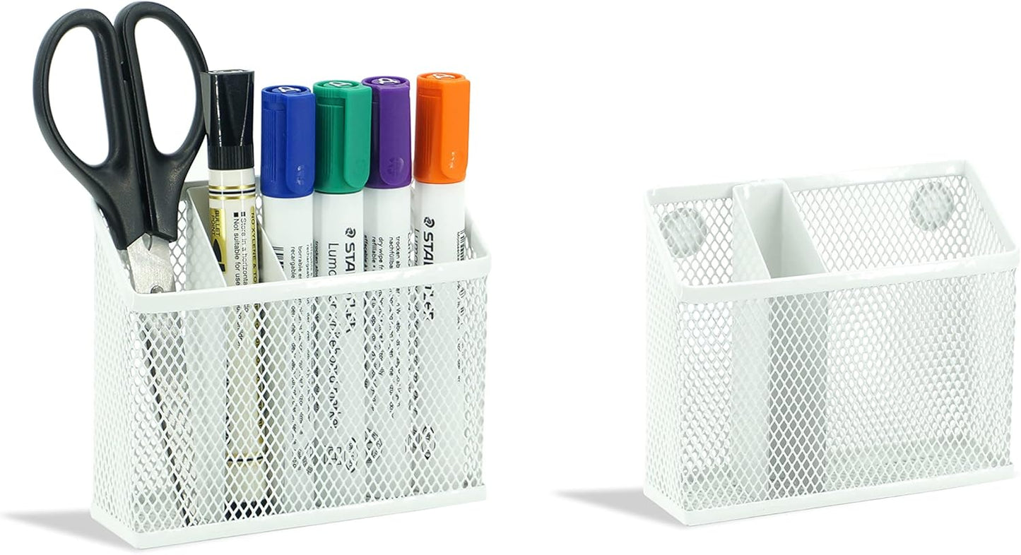 Neudeoc Locker Organizer and Accessories Kit, Includes Mesh Locker Shelf and Magnetic Pen Holder, Suitable for School, Work, Kitchen and Bathroomn (Pack of 4, White)