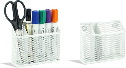 Neudeoc Locker Organizer and Accessories Kit, Includes Mesh Locker Shelf and Magnetic Pen Holder, Suitable for School, Work, Kitchen and Bathroomn (Pack of 4, White)