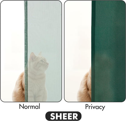 MIULEE Hunter Green Privacy Sheer Curtains That Let Light in 63 Inches Long Non-See-Through Semi Sheer Curtain Light Filtering Window Christmas Drapes for Living Room Bedroom 2 Panels Set 42 X 63