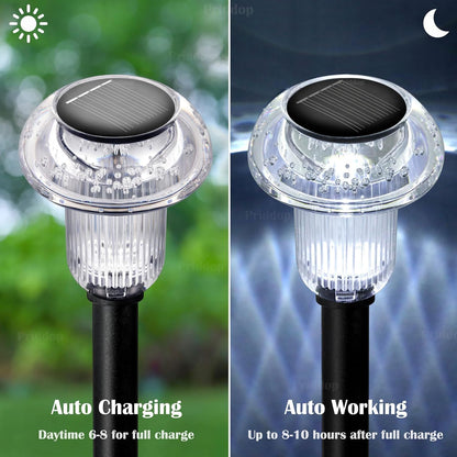 Solar Lights Outdoor Pathway Waterproof 8 Pack Cold White LED Acrylic Mushroom Decorative Garden Lights for Yard Landscape Patio Outside Decor