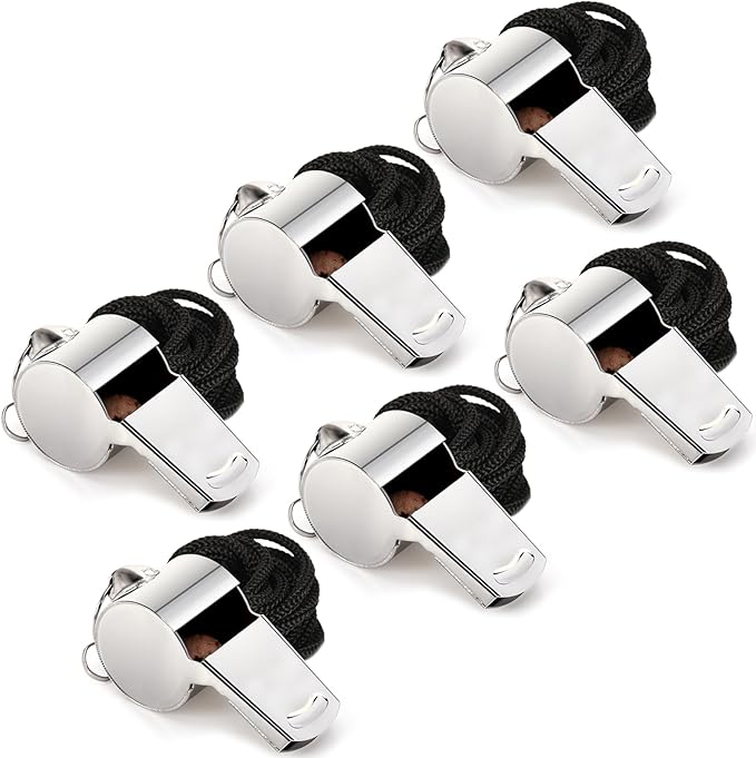 Fya Stainless Steel Whistle with Lanyard, Very Loud Sports Whistle, Perfect for Referees, Coaches, Polices, Emergency, Outdoor Sports,