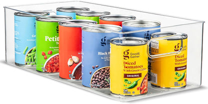 Plastic Food Storage Clear Container Bin with Handles for Organizing Kitchen, Pantry, Refrigerator, Freezer, Pantry, Cabinet, Closet, Bathroom. 14”x8”x5”