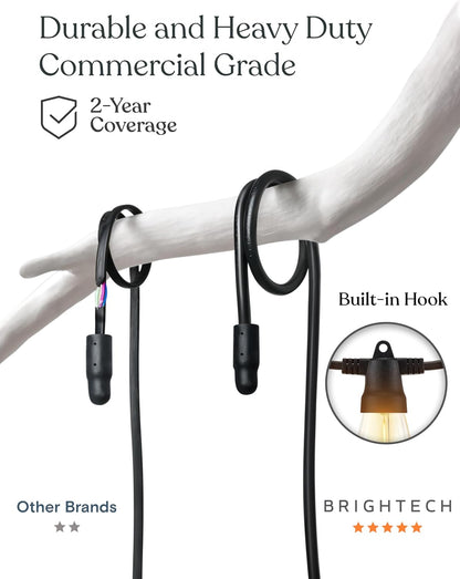 Brightech Ambience Pro 27-Ft Solar String Lights for Outside - Super Bright Remote Control Color Adjustable Outdoor String Light - Commercial Grade String, Waterproof LED for Patios, Camping, 12 Bulbs