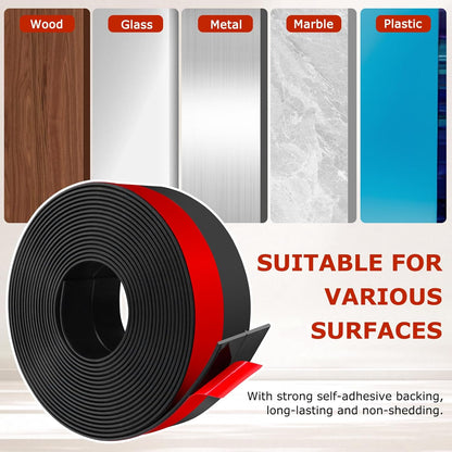Weather Stripping Self Adhesive Door Draft Stopper Flexible Shower Door Bottom Seal Silicone Seal Strip for Sliding Glass Windows Side Gaps (Black, 2 Inch Wide x 10 Feet Long)