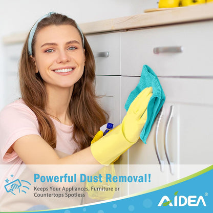 AIDEA Microfiber Cleaning Cloth-50PK, Soft Microfiber Towels for Cars, Absorbent Cleaning Rags, Lint-Free Streak-Free Wash Cloths for House, Kitchen, Window(12in.x12in), Blue