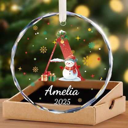 Personalized Christmas Ornaments with Names, Name Ornaments for Christmas Tree, Custom Snowman Letter Christmas Ornament for Kids and Adults, Stocking Name Tags