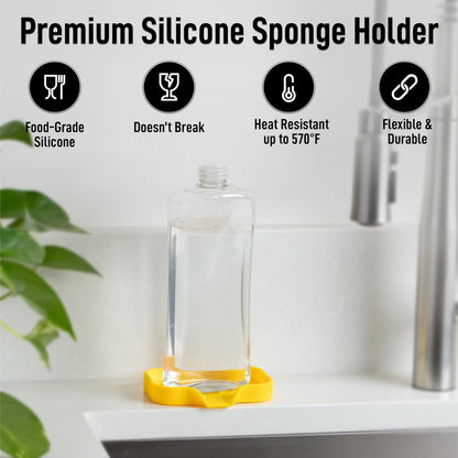 Zulay Kitchen Small Silicone Sponge Holder (4.9x3.3”) – Space-Saving Sink Organizer Tray for Sponge, Soap, Brush & More – Compact Non-Slip Dish for Kitchen & Bathroom (Yellow)