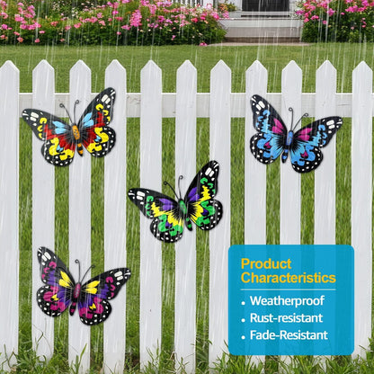 EOORAU Metal Butterfly Wall Art Outdoor Decor - 4 Pack 9.8in Butterflies Wall Sculpture Hanging Decor for Home Yard Patio Garden Decoration (4 Colors)