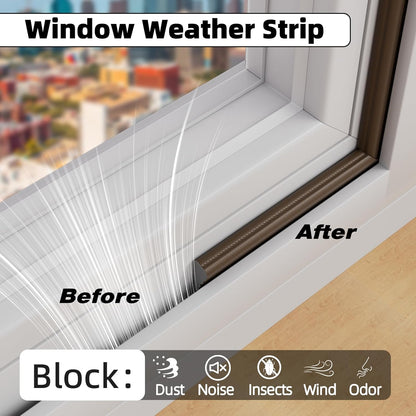 2Pcs×196" Wedge Weather Stripping Door Seal Strip for Door Frame & Window,Self Adhesive Window Insulation Draft Stopper Seal for Winter,Gray Foam Door Gap Filler for Soundproofing Light Blocker,Brown