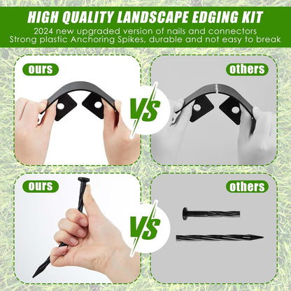 Sasylvia 2.5'' x 200' Landscape Edging Kit Edging Border Coil Include Anchoring Spikes 10 Connectors Plastic Garden Border for Lawn Garden Grass Yard Home(White)