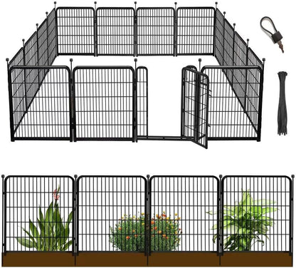 36 in(H) Garden Fence, Wide Gate Low Threshold, 10 Panels Total 22.1 Ft(L) Heavy Duty Iron Animal Barrier Fence for Yard,Suitable for Indoor Or Outdoor Dog Fencing,Garden Border Fence