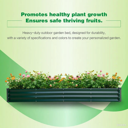 GARDMAX 8x4x1FT Galvanized Raised Garden Bed Kit, Metal Planter Boxes Outdoor with Easy Assembly, Large Garden Bed for Vegetables, Fruits, Flower, Herbs Rectangle Dark Green
