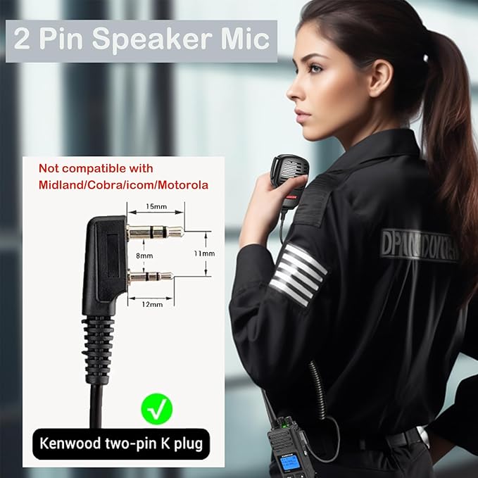 SAMCOM Walkie Talkie Speaker Mic,IP67 Waterproof 2 Pin Shoulder Speaker Label Mic 2 Pin for FPCN30A FPCN10A FWCN30A, 2 Packs