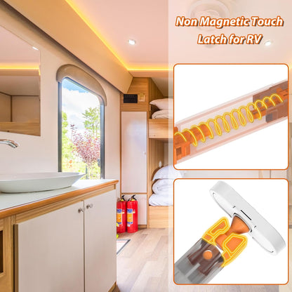 Jiayi Push to Open Door Catches Heavy Duty 2 Pack Push Opener Door Latch for Cupboard White Touch Open Latches for Closet Closing Wardrobe Closure Spring Push Latch