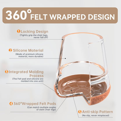 24PCS Extra Small Chair Leg Floor Protectors for Hardwood Floors, Furniture Sliders for Chair Legs, 360°Felt Pad Bottom Wrapped Thickening Furniture Pads Cap Covers to Scratch and Reduce Noise