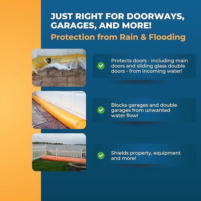 The Original HydraBarrier Ultra Flood Barrier –24 ft Long x 6 in High – Light, Reusable Sandbag Alternative – Flood Control & Diversion Tube for Home, Garage, Door & Property Protection